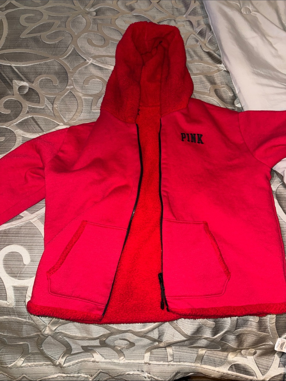 PINK Victoria's Secret Pink Women’s Red Hooded fleece Jacket